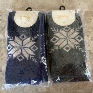 New in Package Two Pairs Snowflake Socks